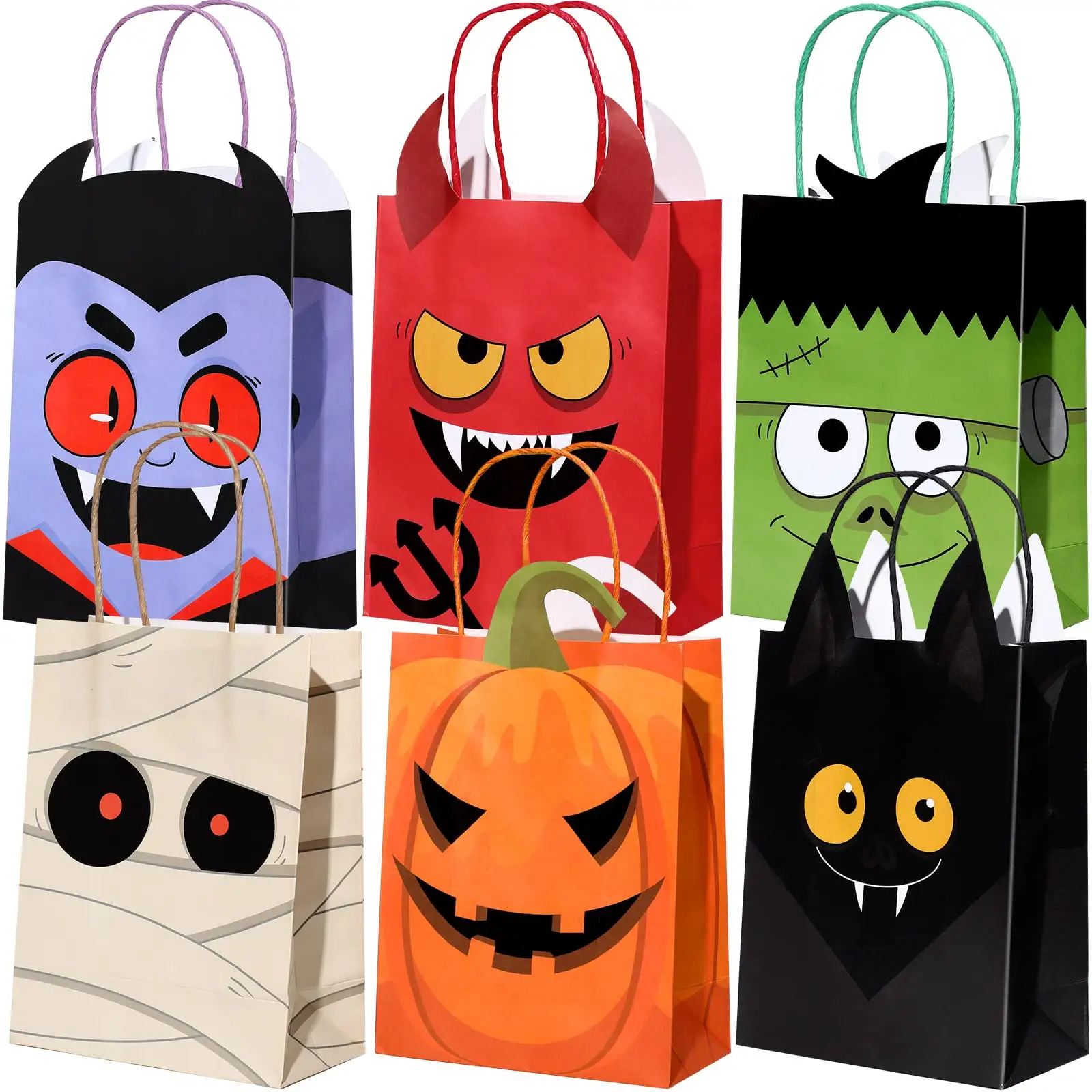 Chất Lượng Cao Tùy Chỉnh In Đồ Họa Halloween Kraft Quà Tặng Goodies Xử Lý Túi Giấy Cho Đảng Lễ Kỷ niệm Ủng Hộ