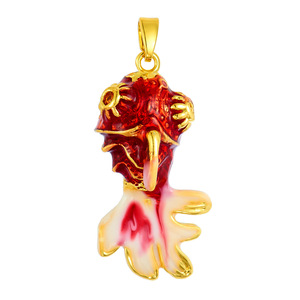 HB0223 colore dorato che conserva portafortuna Koi pesce ciondolo doppia faccia goccia di smalto ciondolo di pesce simpatico pesce marino fai da te - Product Image 5