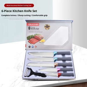Ensemble de couteaux de cuisine en acier inoxydable avec manche en plastique, ensemble de couteaux de cuisson, ensemble de couteaux de chef avec bloc de rangement, vente en gros - Product Image 4