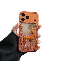 Coque de téléphone tendance en carton pailleté motif renne de Noël pour iPhone 16 Plus 17 Air Pro Max, antichoc, protection arrière