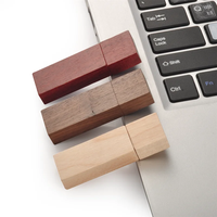 Clé USB en bois massif rouge rectangulaire sans capuchon, gravure laser personnalisée, cadeau promotionnel écologique, vente en gros d'usine