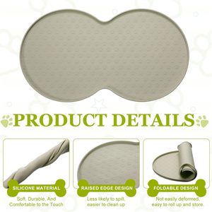 Silikon Köpek Mama Matı 19x10 İnç Çift Daireli Evcil Hayvan Besleme Matı Yükseltilmiş Kenarlı Su Geçirmez Kaymaz Kase Altlığı Pembe - Product Image 3