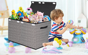 Cloth Storage <b>Bins</b> with Lids Foldable Large Toy Storage Chest <b>Bins</b> Cubes Organizer Box for Kids - Product Image 4