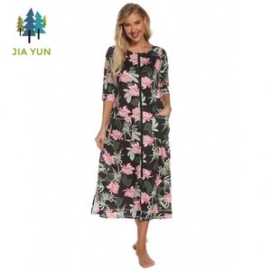 YZ - Vestidos Largos de Verano para Mujer, Tallas Grandes, de Alta Calidad, Ropa de Dormir Informal, Pijamas Holgados para <span class=keywords><strong>Lactancia</strong></span>, Venta al por Mayor - Product Image 6