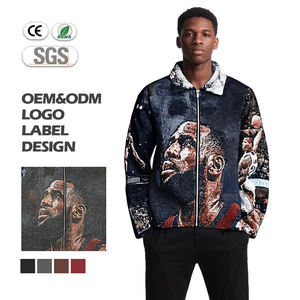 Gratis Mock-up pengiriman cepat ritsleting foto kustom permadani pria ukuran Plus jaket Sweater Jacquard tenun - Product Image 1