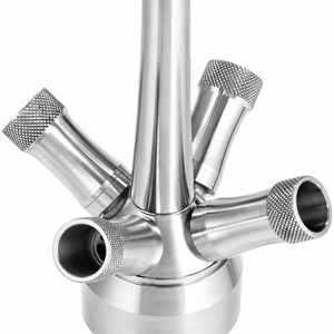 Cachimba de Acero Inoxidable V2A Premium con Base de Vidrio Grueso, 4 Puertos para Mangueras, 50cm, Moderna, para Salón o Bar, Venta al por Mayor OEM - Product Image 5