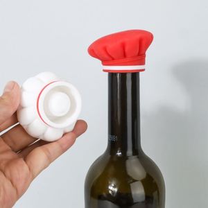 Top Seller Food Grade Silicone Creative Chef <b>Hat</b> Design Wine Champagne Bottle Stopper Vacuum Sealer - Product Image 3