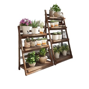 Étagère à plantes en bois à 3 niveaux, autoportante et pliable, pour balcon, salon, présentoir pour plantes succulentes - Product Image 1