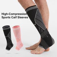 Compression réglable cheville et mollet soutien orthèse respirant étendu élastique sport mollet manches