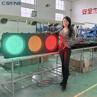 Semáforo LED Integrado para Peatones con Pantalla Completa Cishine, con Temporizador de Cuenta Regresiva, 200 mm, 300 mm, 400 mm, Semáforo Solar