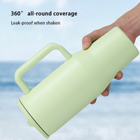 Nouvelle gourde isotherme de 40 oz avec poignée et paille rabattable, tasse anti-fuite, bouteille d'eau grande capacité, revêtement poudré pour voiture, logo personnalisé
