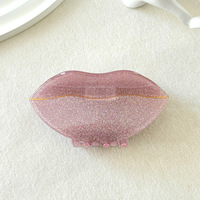 YJL Nouvelle pince à cheveux en acrylique en forme de lèvres rouges pour la Saint-Valentin, pailletée, romantique, tendance, pour femmes