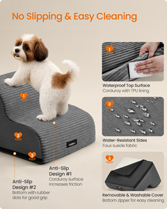 Escalera para Perros Feandrea, <span class=keywords><strong>Escaleras</strong></span> Interiores para Perros <span class=keywords><strong>Pequeños</strong></span> de 2 Peldaños con Base Antideslizante - Product Image 4
