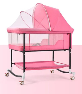 Cuna <span class=keywords><strong>de</strong></span> Lino <span class=keywords><strong>de</strong></span> Altura Ajustable para Recién Nacidos, Suministrada por la Fábrica JXB, Mesa Multifuncional para Cambiar Pañales con Mosquitero - Product Image 5