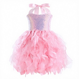 Robe de princesse à paillettes pour filles, double couche, motif spirale, costume d'Halloween pour enfants, robe de scène, robe de fête - Product Image 1