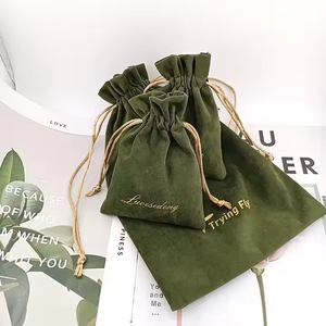 Custom Logo Green Velvet <b>Gift</b> <b>Bags</b> Thicker Soft Jewelry Pouch for Watches Necklaces Economical Dust Sack for <b>Weddings</b> Parties - Product Image 3