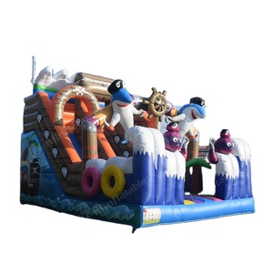 Cá mập Cướp Biển thương mại bơm hơi lâu đài bouncy nhà bị trả lại nước bơm hơi TRƯỢT KÉP - Product Image 1