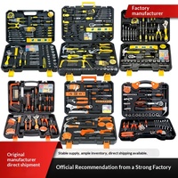 Ensemble d'outils manuels en acier au carbone pour le travail du bois, boîte à outils domestique, kit de réparation, coffret cadeau