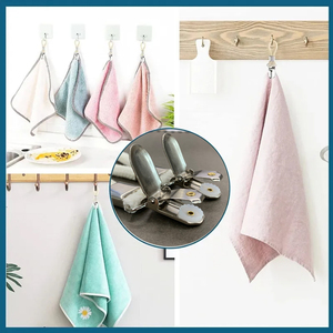 Clip de serviette de salle de bain en boucle de coton tressé avec <span class=keywords><strong>pince</strong></span> en métal cintre en tissu polyvalent pour la maison salle de bain cuisine dossier de rangement - Product Image 5