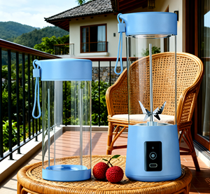Mixeur-presse-agrumes portable 2-en-1 rechargeable USB/batterie 400 ml sans BPA, robuste, pour smoothies et glace pilée, facile à utiliser - Product Image 5