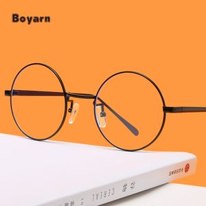 نظارة معدنية صفر ديوبتر من المصمم العتيق من Boyarn ، نظارات بمرآة بإطار بصري عادي وإطار قصر النظر - Product Image 3