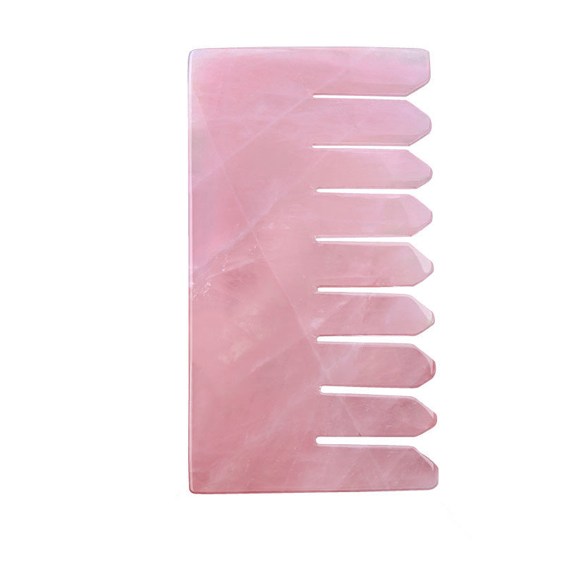 Natural rose quartz head pressure jade stone hair scraper massage comb