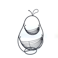 Nouveau design Panier à fruits en fer suspendu à 2 niveaux en forme de poire pour le rangement du pain sur table ou en garde-manger