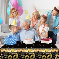 Lot de 2 nappes pour 60e anniversaire, décorations noires et dorées pour hommes et femmes, vintage 1966, fournitures de fête