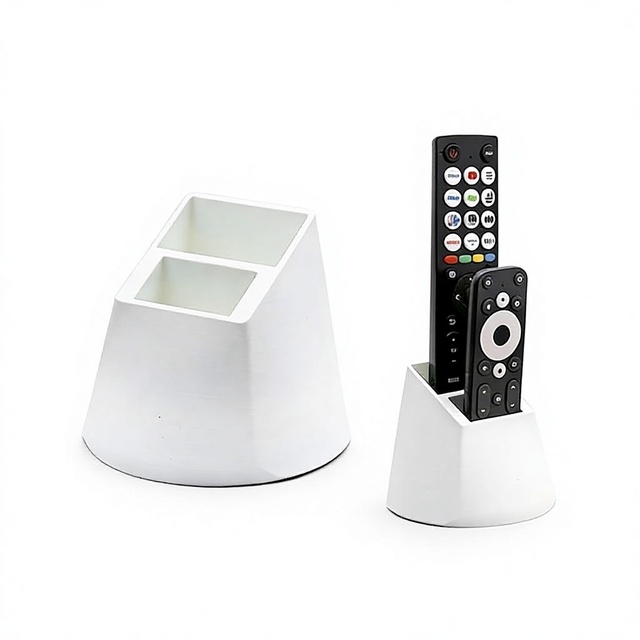 3D-Printed Plastic Remote Control Holder Desktop Decorative Storage Box with Modern Minimalist Design