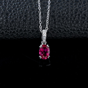 925 Sterling Silver Lab-Grown <b>Ruby</b> <b>Necklace</b> - Product Image 2