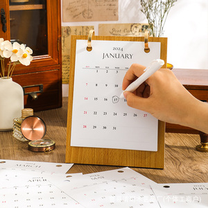 Qingyue 2025 Wooden Desk <b>Calendar</b> Table <b>Calendar</b> Solid Wood Stand Office Home Gift Lamination Printing - Product Image 4