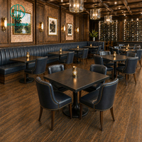 Mobilier de café moderne Ron Group, banquette en cuir en forme de L, table carrée commerciale, chaise en cuir, banquette de restaurant