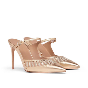 2025 nouveau populaire célèbre marque concepteur femmes sans lacet simple sangle Stiletto mince talon haut bout pointu pompes Mules pour mariage - Product Image 2