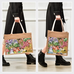Bolsas de Compras de Yute Grandes Personalizables al por Mayor, Bolsas de Hombro de Ratán con Impresión en Blanco - Product Image 4