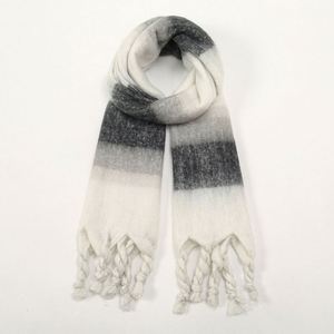 Bufanda Larga Gruesa de Imitación de Cachemira a Rayas con Borlas, Diseño Nuevo y de Alta Calidad, para Mujer, Estilo Lujoso para Invierno - Product Image 1