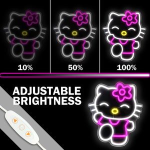 Letrero de Neón Acrílico Personalizado de Hello Kitty, Linda Luz de Neón LED Rosa y Blanca para Decoración de Pared de Dormitorio - Product Image 4