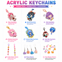 Porte-clés personnalisé en acrylique transparent, breloque mignonne de dessin animé pour artistes, créateurs et articles promotionnels professionnels