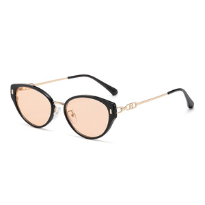 Jamie 9465 <b>Small</b> <b>Frame</b> Cat-Eye <b>Sunglasses</b> Gold <b>Frame</b> UV400 Protection Women Fashion Outdoor Sun Glasses - Product Image 2