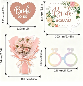 DAMAI Accessoires de photomaton écologiques en papier pour fête prénuptiale et mariage, 32 pièces, fleurs or rose, selfies amusants - Product Image 4