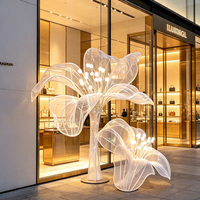 Éclairage de sculpture florale extérieure à grande échelle pour zones scéniques - Lumières paysagères en forme de lys IP65 étanches 3500K Chaud