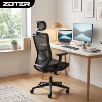Chaise de bureau ergonomique à dossier haut en maille avec accoudoirs fixes, appui-tête fixe, soutien lombaire dynamique et pivotante pour l'école