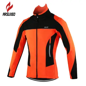 Jaket Sepeda Termal Bulu Domba Musim Gugur, Baju Sepeda Tahan Air Penahan Angin Lari MTB