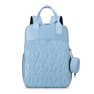 Mochila para mamãe dobrável, nova mochila de alta qualidade com design moderno de poliéster, fralda para bebês com bolsa para cama