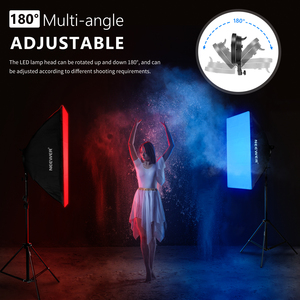 Kit d'éclairage <span class=keywords><strong>LED</strong></span> <span class=keywords><strong>RGB</strong></span> <span class=keywords><strong>Neewer</strong></span> avec télécommande 2,4G : Lot de 2 têtes de lumière <span class=keywords><strong>LED</strong></span> 3200~5600K avec boîte à lumière et support pour photographie en studio - Product Image 5