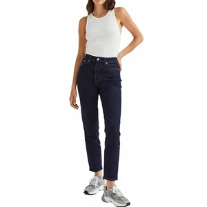 High Quality Summer <b>Animal</b> Print <b>Crystal</b> Belt Pocket Wide Leg Boot Cut Dark Denim Women's Jeans Loose Mid Waist Eco-Friendly - Product Image 3