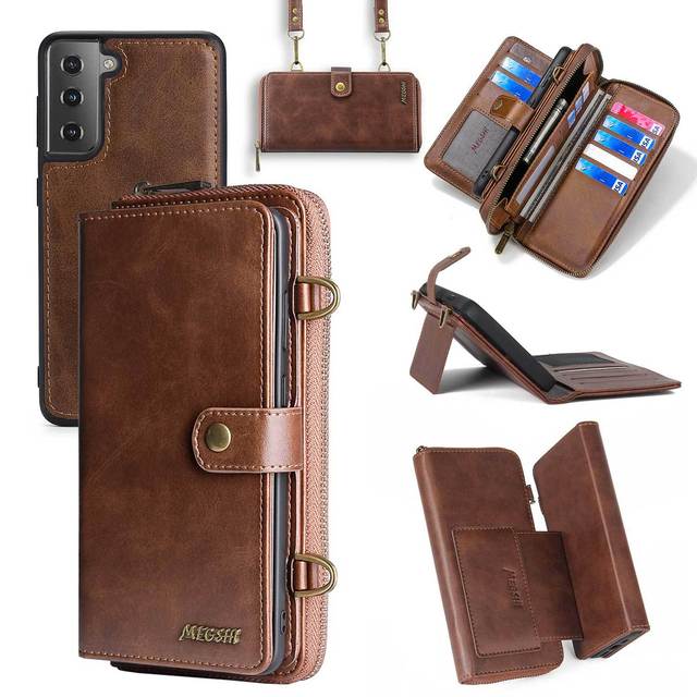 Luxury PU Leather Wallet Card Holder Crossbody Strap Lanyard Mobile Phone Case for Samsung Galaxy S26 S25 S24 S23 Ultra