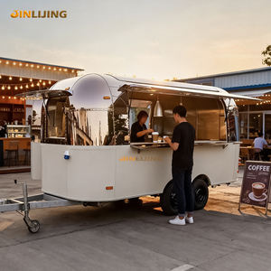 JINLIJING Carretto Mobile in Acciaio Inox per Gelati, Caffè, <span class=keywords><strong>Hamburger</strong></span> e <span class=keywords><strong>Pizza</strong></span>, Bar Mobile da Esterno, Rimorchio per Snack Completamente Attrezzato - Product Image 1