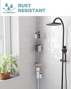 Cesta ajustable con barras de toalla para el hogar, 4 estantes con barra de tensión integrada, carrito de <span class=keywords><strong>Ducha</strong></span> - Product Image 2