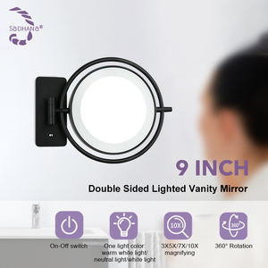 Miroir de maquillage Design nordique cadre en métal miroir de vanité de salle de bain illuminé décor latéral interrupteur tactile miroirs de bain muraux - Product Image 2