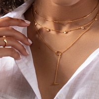 AN091 Collier minimaliste ajustable avec fermoir à bascule en argent sterling 925, chaîne à boucle OT pour femme, cadeau, usage quotidien